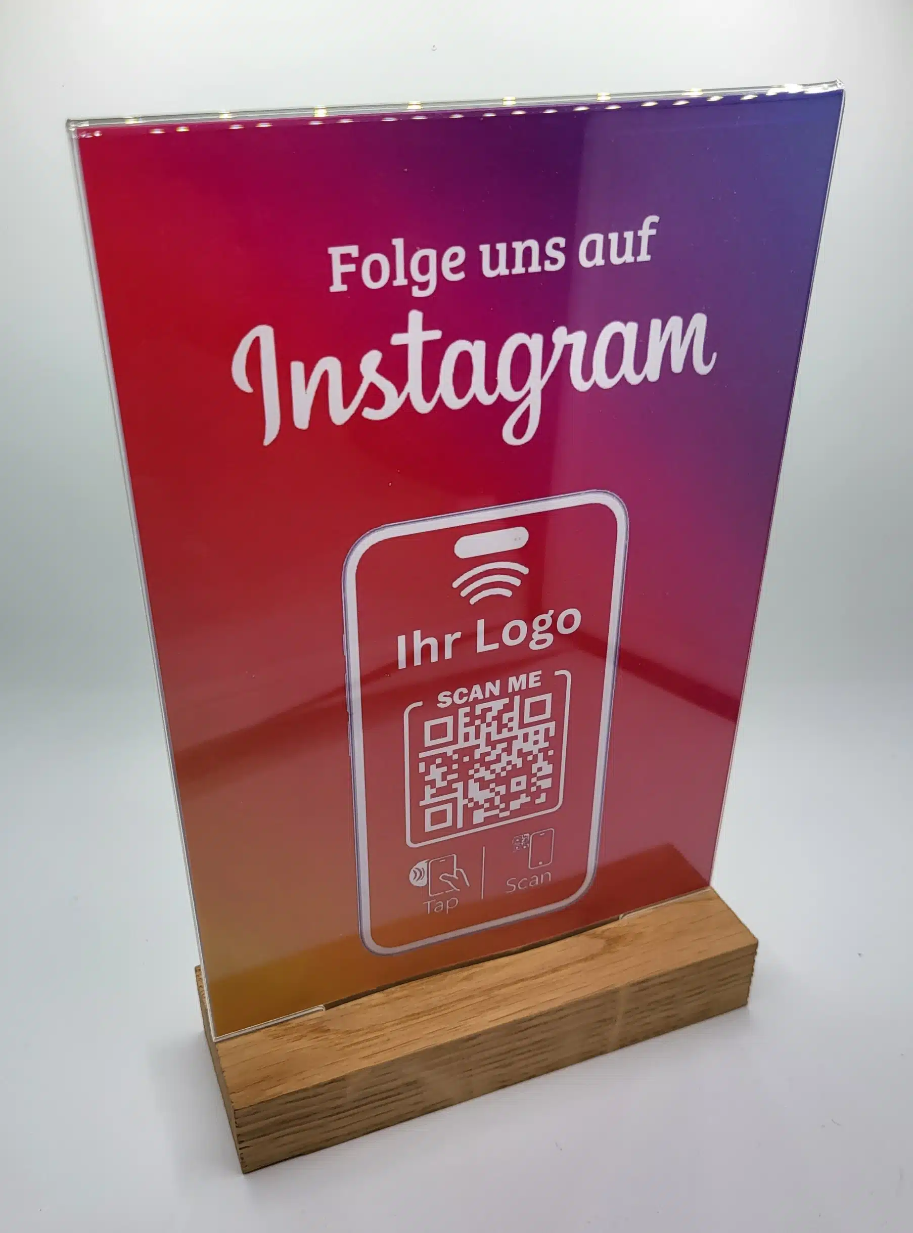Instagram Aufsteller A5 - Premium Holz-Acryl Aufsteller für Instagram Follower